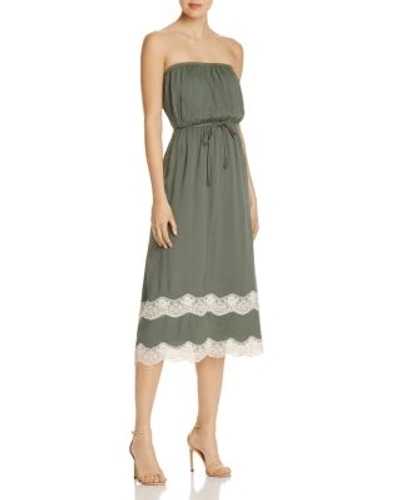Ella Moss Lace-trimmed Strapless Dress In Olive