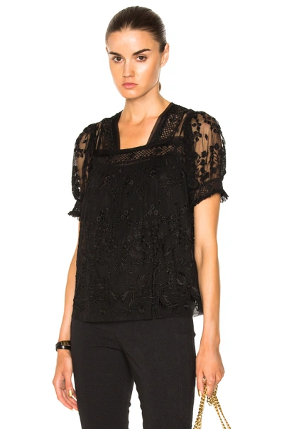 Needle & Thread Embroidered Top In Black