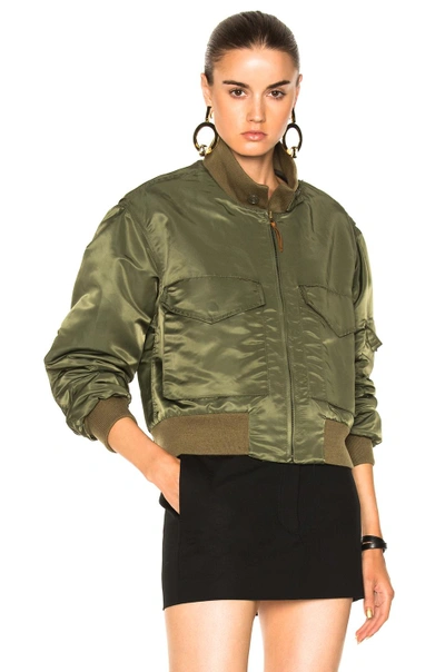 Nili Lotan Mcguire Satin-twill Bomber Jacket In Khaki | ModeSens