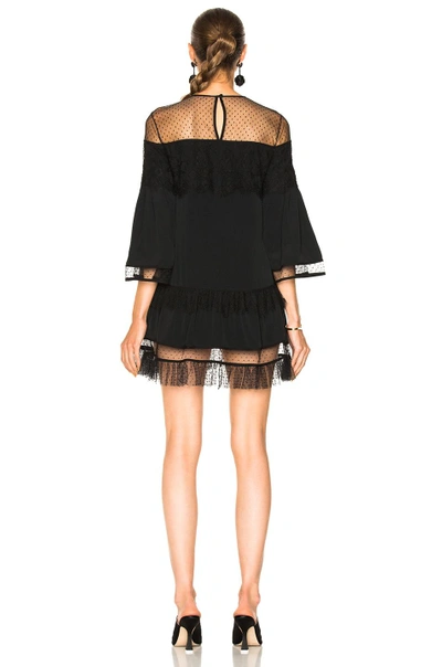 Shop Zuhair Murad Georgette And Lace Dress In Black