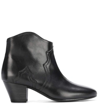 Shop Isabel Marant Dicker Leather Ankle Boots In Black