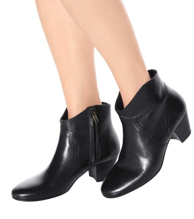 Shop Isabel Marant Dicker Leather Ankle Boots In Black