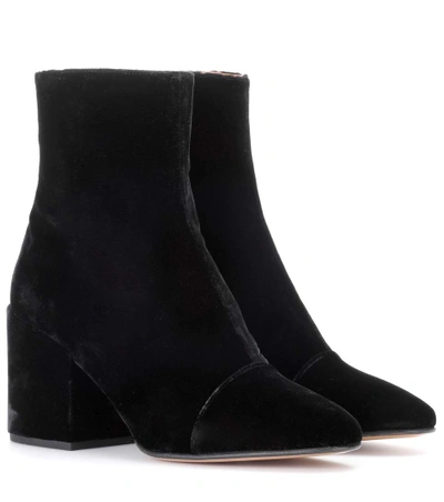 Dries Van Noten Velvet Ankle Boots In Black