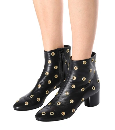 Shop Isabel Marant Danay Leather Ankle Boots In Llack