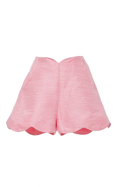 Shop Paper London Pink Scalloped High Waist Shorts
