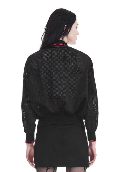 Shop Alexander Wang Exclusive Mesh Bomber Jacket With Irregular Piercings In Black