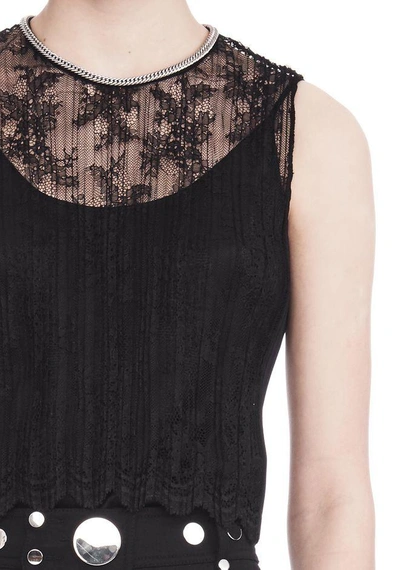 Shop Alexander Wang Pleated Sleeveless Top With Necklace Chain Trim In Black