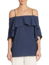 HALSTON HERITAGE Cold-Shoulder Ruffle Top