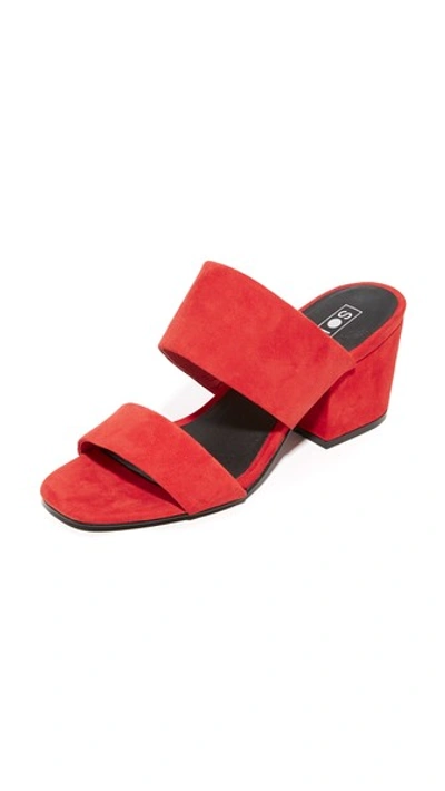 Sol Sana Tina Block Heel Slide Sandals In Flame Red