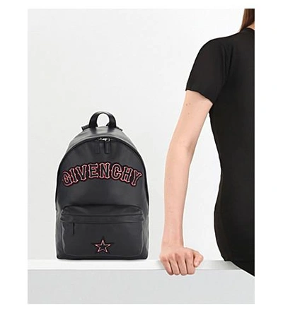 Shop Givenchy Embroidered Leather Backpack In Black