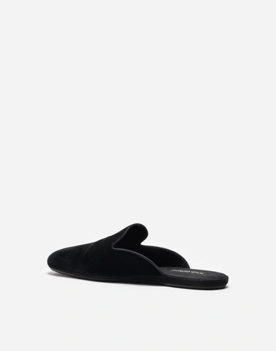 Shop Dolce & Gabbana Velvet Slippers In Black