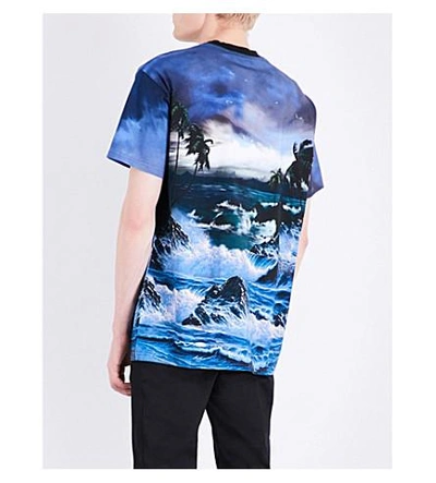 Shop Givenchy Seascape-print Cotton-jersey T-shirt In Blue