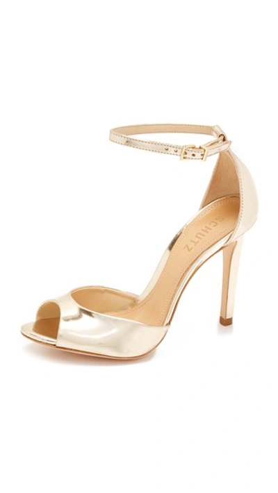 Schutz Women's Saasha Lee Leather Ankle Strap High-heel Sandals In Platina