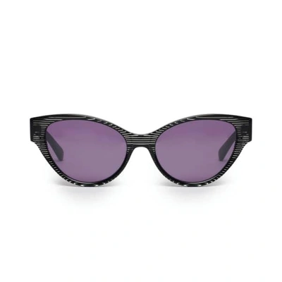 Shop Heidi London Black Stripe Cateye Sunglasses