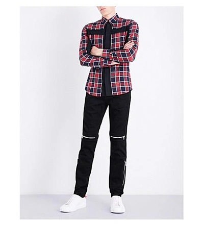 Shop Givenchy Checked Slim-fit Cotton Shirt In Red
