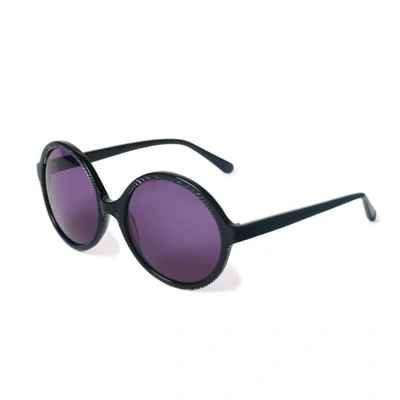 Shop Heidi London Black Stripe Circular Sunglasses