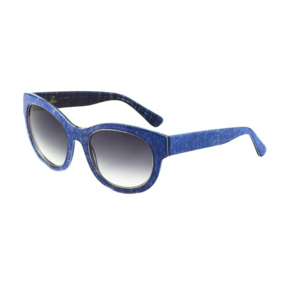 Shop Heidi London Denim Print Square Frame Sunglasses Blue