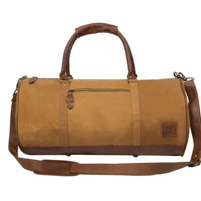 Shop Mahi Leather Leather Classic Duffle Overnight Gym Bag In Yellow Canvas