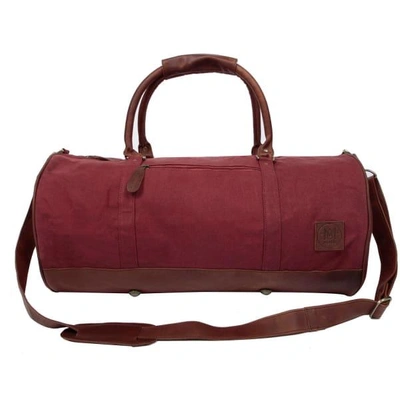 Shop Mahi Leather Leather Classic Duffle Overnight/gym Bag In Red Canvas 