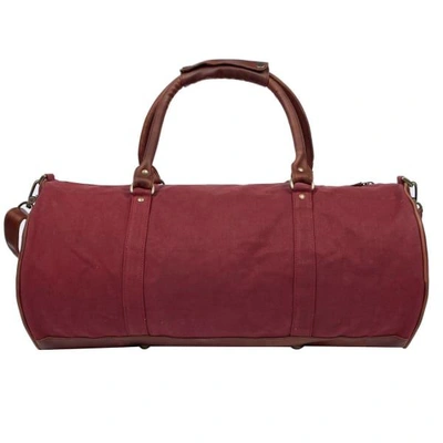 Shop Mahi Leather Leather Classic Duffle Overnight/gym Bag In Red Canvas 