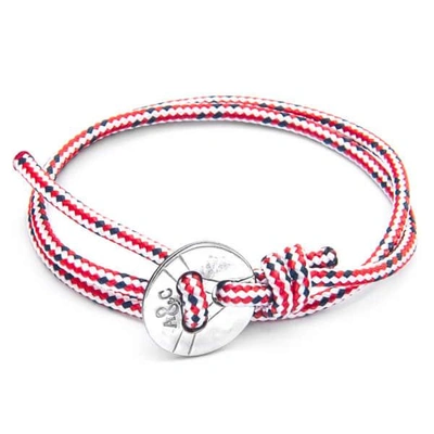 Shop Anchor & Crew Red Dash Lerwick Silver & Rope Bracelet