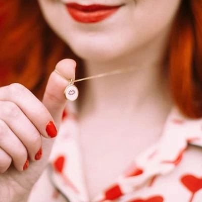 Gucci Ruby Lip Pendant Necklace In Metallic