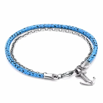 Anchor & Crew Blue Noir Filey Silver & Rope Bracelet