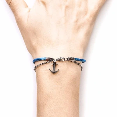 Shop Anchor & Crew Blue Noir Filey Silver & Rope Bracelet