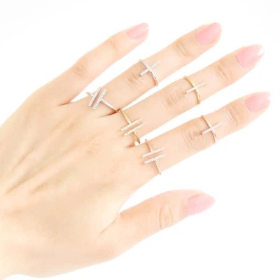 Shop Astrid & Miyu Chase Me Double Bar Ring In Silver