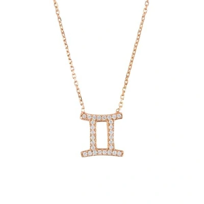 Latelita London Zodiac Star Sign Pendant Necklace Rose Gold Gemini