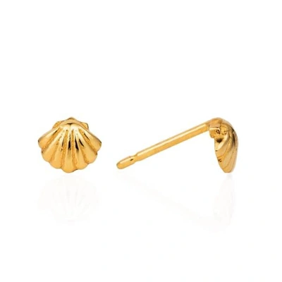 Gucci Shell Stud Earrings Gold Vermeil