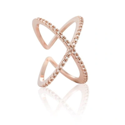 Shop Astrid & Miyu Across The World Cocktail Ring In Rose Gold