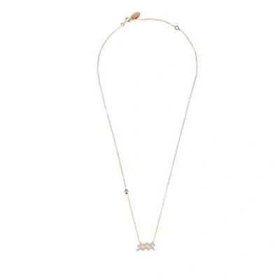 Latelita London Zodiac Star Sign Pendant Necklace Rose Gold Aquarius