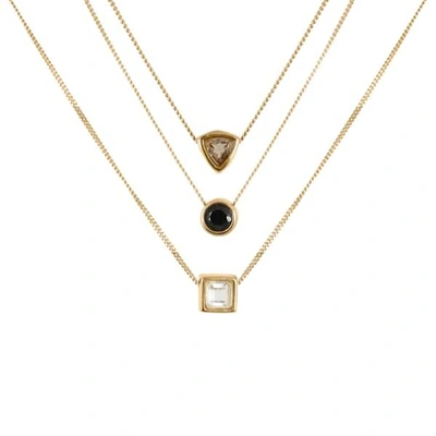 Gucci Smoky Quartz Trillion Cut Necklace In Gold