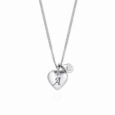 Gucci Heart Initial & Diamond Necklace Silver