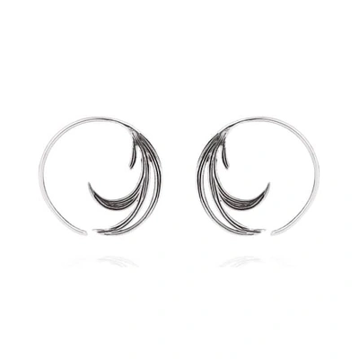 Gucci Duck Feather Hoop Earrings Silver