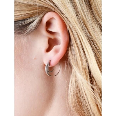 Gucci Duck Feather Hoop Earrings Silver