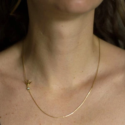 Gucci Swallow Necklace White Sapphire & Gold