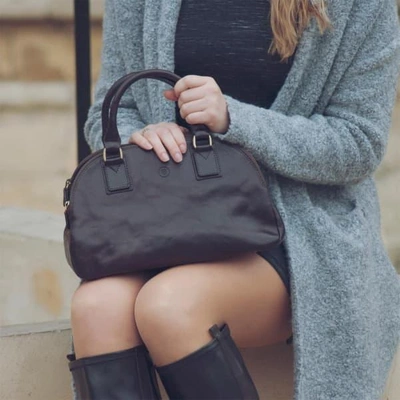 Ladies Leather Bowling Bag Handbag 'Liliana S' By Maxwell Scott