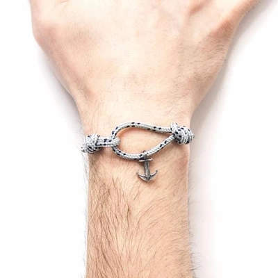 Shop Anchor & Crew Grey Dash Severn Silver & Rope Bracelet