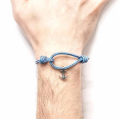 Shop Anchor & Crew Blue Dash Severn Silver & Rope Bracelet
