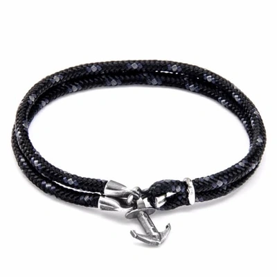 Anchor & Crew Black Brighton Silver & Rope Bracelet