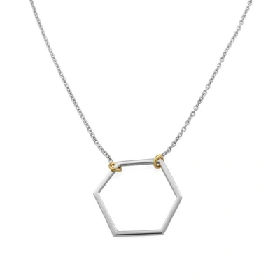Shop Monarc Jewellery Hexi Two-tone Necklace. Sterling Silver & 9ct Gold