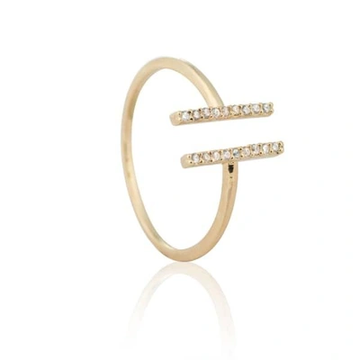 Shop Astrid & Miyu Chase Me Double Bar Ring In Gold