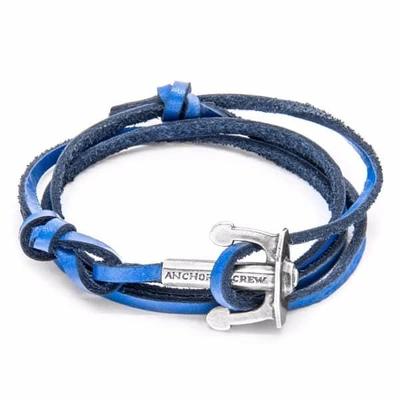 Shop Anchor & Crew Royal Blue Union Silver & Leather Bracelet