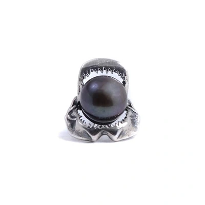 Gucci Shark Jawbone And Pearl Tie Pin  Silver