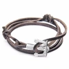 ANCHOR & CREW Dark Brown Union Silver & Leather Bracelet