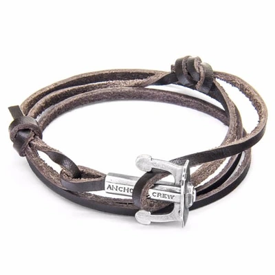 Anchor & Crew Dark Brown Union Silver & Leather Bracelet