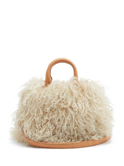 Brother Vellies Mini Island Shearling Shoulder Bag In Cream