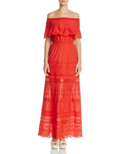 Shop Alice And Olivia Shoulder Maxi Dress In Poppy